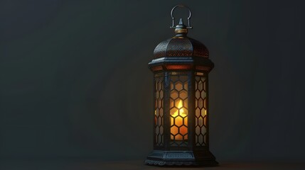 celebration of islamic eid mubarak and eid ul adha lantern in brown background.