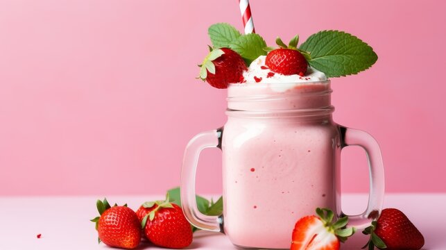 Strawberry smoothie or milkshake