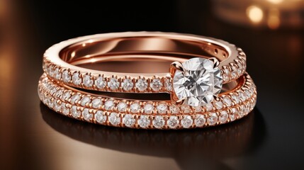 Close-up of exquisite classic-cut diamonds on beautiful engagement rings showing elegant details
