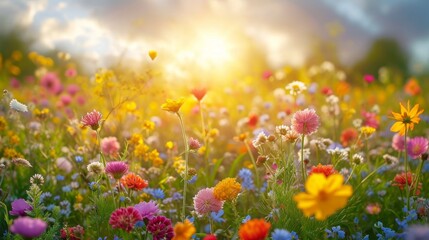 Fototapeta na wymiar spring summer background with bright beautiful flowers