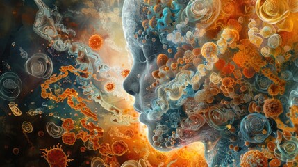 A creative metaphorical visualization of the cellular division and specialization within a human embryo focuses on the moment when the cells start to assume their roles