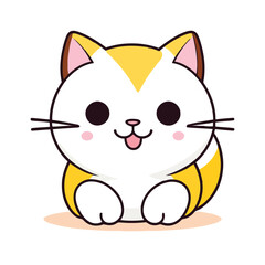 a cute mascot cat logo, simple, vector art, flat design, white background