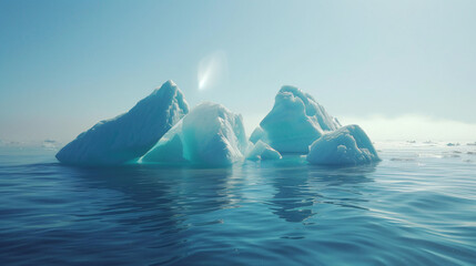 A group of icebergs floating on top of a body of water