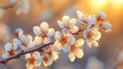 Spring design of blossoming fruit trees with beautiful branches of flowers. spring summer background with bright beautiful flowers