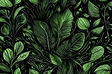 Minimalistic vector illustration of green plant in black