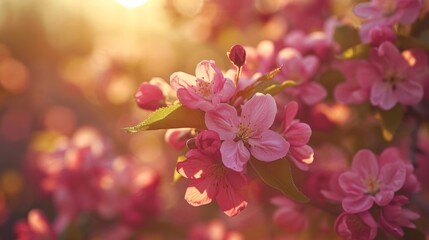 Obraz premium Spring design of blossoming fruit trees with beautiful branches of flowers. spring summer background with bright beautiful flowers