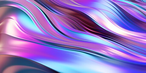 Holographic 3D waves shimmering with an otherworldly iridescence.