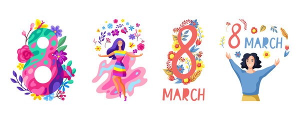  women’s Day concept vector illustration, 8 mars, world women's day