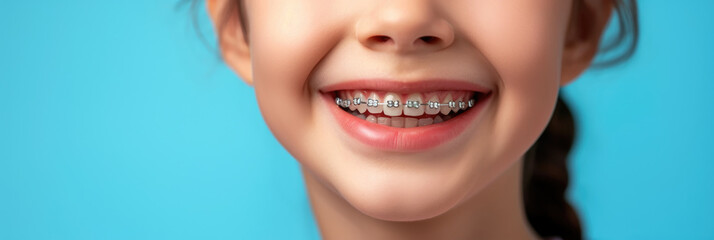 Obraz premium Braces on teeth in close-up.