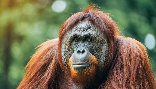 close up of orangutan face
