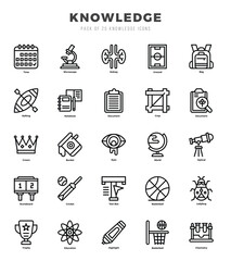 Vector icons set of Knowledge. Lineal style Icons.