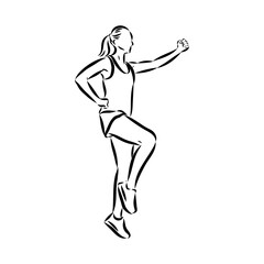 Hand drawn sketch of an exercising woman. Vector illustration.