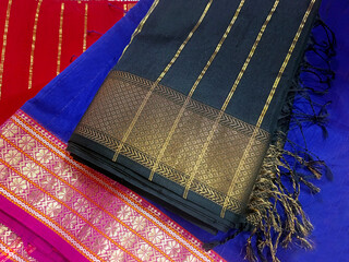 Hand Weaving Silk & Handloom Sarees, saree with golden details, woman wear on festival, ceremony...
