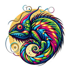 chameleon art funny animal illustration