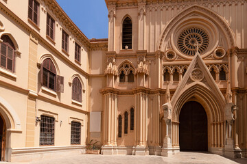Fototapeta na wymiar Neo-Gothic Church of the Sacred Heart of Jesus - Iglesia del sagrado corazón, in the old town of Málaga.