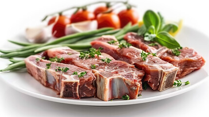 Pork meat isolated on white background. Generative AI.