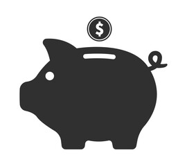 Piggy bank black icon vector illustration