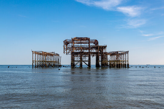The ruins of Wst Pier at Brighton on a sunny summer's day