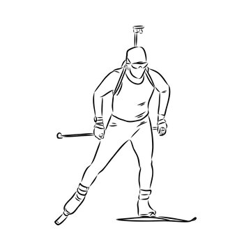 recommend clip art: Biathlon athlete shoots standing, isolated vector silhouette
