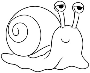 cute cartoon snail character design for coloring page