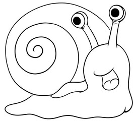 cute cartoon snail character design for coloring page