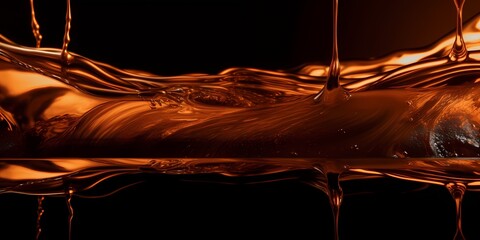 The molten copper and molasses blend together, creating a seamless transition between light and shadow in this captivating liquid scene.