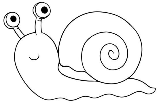 recommend clip art: cute cartoon snail character design for coloring page