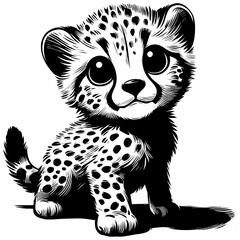 Baby African Cheetah Linocut © Malchev