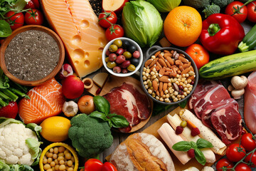 Obraz na płótnie Canvas healthy balanced diet food ingredients