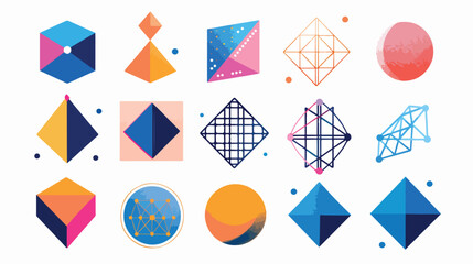 Abstract geometric shape icons isolated on white back