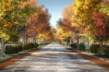 Naklejka premium colourful leaves that fall on the road in autumn