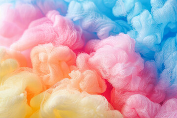 close up of colorful cotton candy candy floss