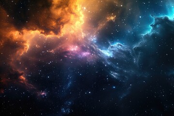 Brilliant galaxy landscape with color splash - obrazy, fototapety, plakaty