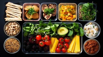 Lunchbox with a variety of healthy foods for school children - 750551171
