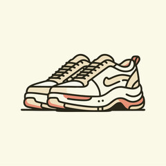 Simple Minimalist Sneakers Line Art Monoline Illustration Design with Clean Background