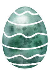 colorful watercolor easter egg with white ornament on white background