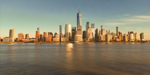 New York skyline landmarks skyscrapers. Travel to America. New York, USA. View of Manhattan in New...