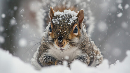Adorable squirrel in the snow