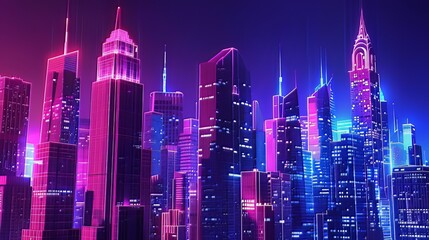 Neon Noir Metropolis: Immerse yourself in the Neon Noir Metropolis, where sleek skyscrapers silhouette against a neon-lit skyline, creating a futuristic cityscape that resonates with modern aesthetics