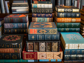 Naklejka premium Tales Unleashed: Uncover a captivating collection of book images to satisfy all bookworms.