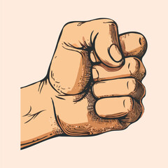 A clenched fist gesture, vector illustration. Vector hand protest punch. Revolution fist.