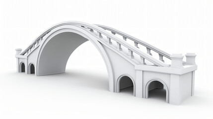 Arch bridge with white background 3d rendering