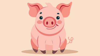 Obraz na płótnie Canvas Flat vector cute pig cute animal character 