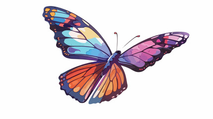 Fototapeta na wymiar Cartoon colorful hand drawn butterfly flying vector i