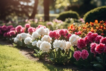 Whispers of Spring: Daffodils Basking in Soft Sunlight Amidst Green Blades - Generative AI