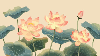Flower lotus traditional oriental element decoration - obrazy, fototapety, plakaty