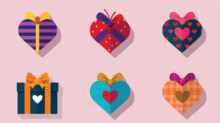 Check colorful flat icon of heart gift Flat vector