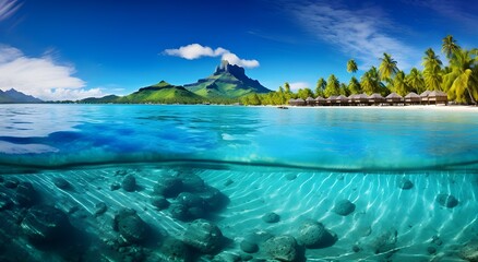 tropical island in the ocean - obrazy, fototapety, plakaty