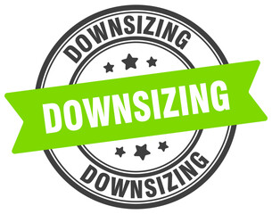 downsizing stamp. downsizing label on transparent background. round sign