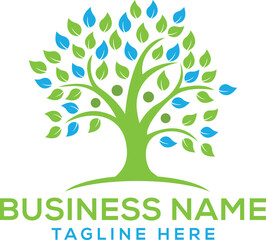 green tree with leaves logo